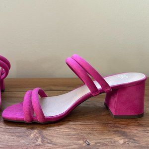 B.P. Lucia Block Heel Slide Sandal pink suede 7.5